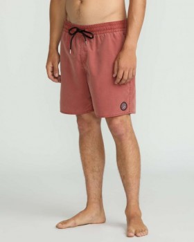 Men Center Elastic Waist Trunks - Mahogany | Volcom Boardshorts & Trunks