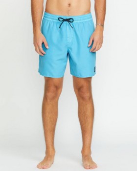 Men Center Elastic Waist Trunks - Resin Blue | Volcom Boardshorts & Trunks
