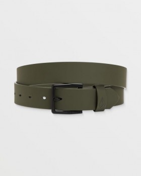 Men Flat Bar Pu Belt - Wintermoss | Volcom Belts & Wallets
