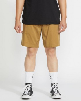 Men Frickin Elastic Waist Shorts - Dark Khaki | Volcom Shorts