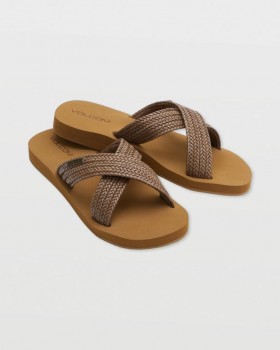 Women Volcom Double Cross - Dark Brown | Volcom Sandals