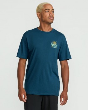  Camiseta masculina Flyover de manga curta - Azul escuro | Camisetas e regatas Volcom