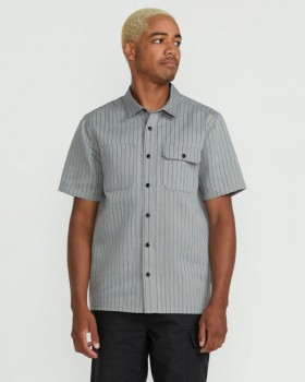  Camisa masculina Trade Stone de manga curta - Cinza Torre | Camisas e flanelas Volcom