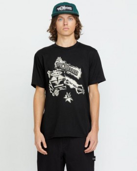  Camiseta masculina de manga curta Volcom Entertainment - Preta | Camisetas e regatas Volcom