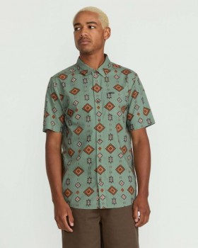 Camicia a maniche corte Desert Dobby da uomo - Verde oliva chiaro | Camicie e flanelle Volcom