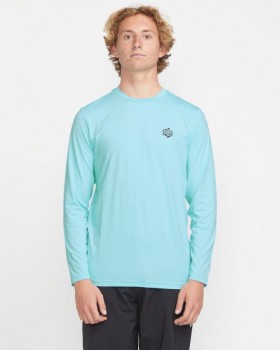  Maglietta da surf a maniche lunghe Oval Track Loose da uomo - Resin Blue | Rashguard Volcom