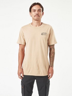  Menn Volcom Workwear Kortermet T-skjorte - Gravel | Volcom T-skjorter og Tanktopper