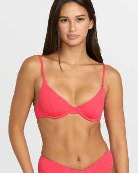  Volcom Blossom Daze Demi Bikinitopp med Underwire-motiv for kvinner – Rød |