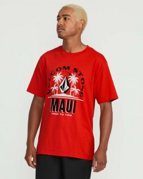  Tricou cu mânecă scurtă Claimed Maui pentru bărbați - Chili Red | Tricouri și maieuri Volcom