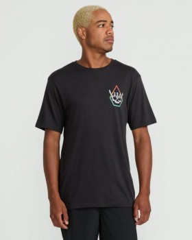  Tricou bărbătesc cu mânecă scurtă Hangz - Negru spălat Heather | Tricouri și maieuri Volcom