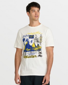  Camiseta de manga corta para hombre, color blanco hueso | Camisetas y camisetas sin mangas Volcom