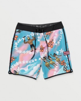  Modelo destacado para hombre: Drew Toonz Scallop Mod - Azul Bahía | Pantalones cortos y bañadores Volcom