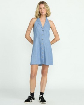  Dames Saweet Talker Jurk - Chambray | Volcom Jurken