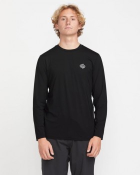  Miesten ovaali, väljä pitkähihainen surffipaita - musta | Volcom Rashguards